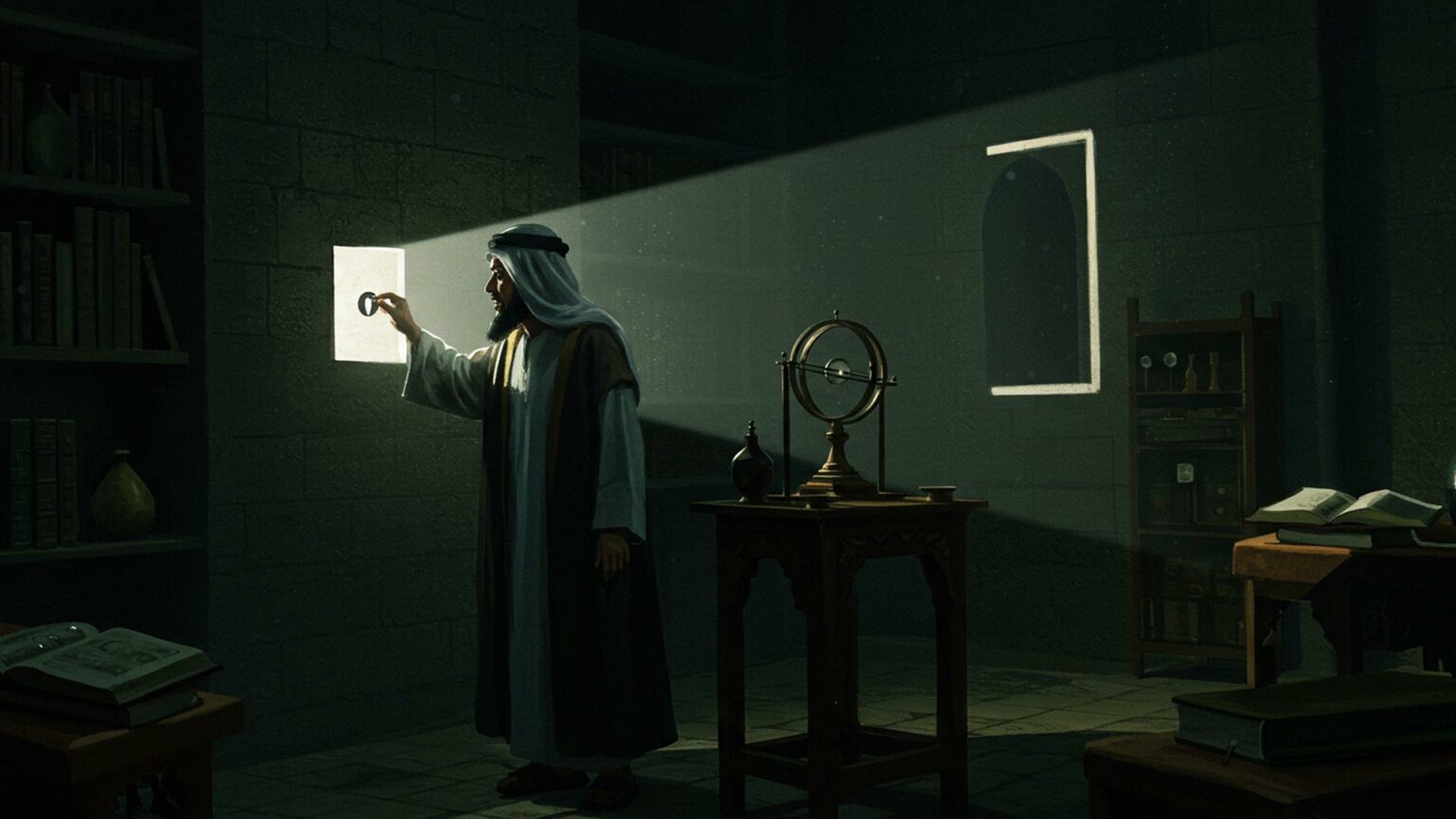 ابن الهيثم – ونظريته الحجرة أو القمرة المعتمة Ibn al-Haytham The Dark Moon