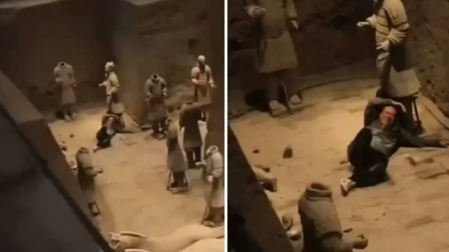 سائح يتسبب في أضرار بتماثيل تاريخية في الصين