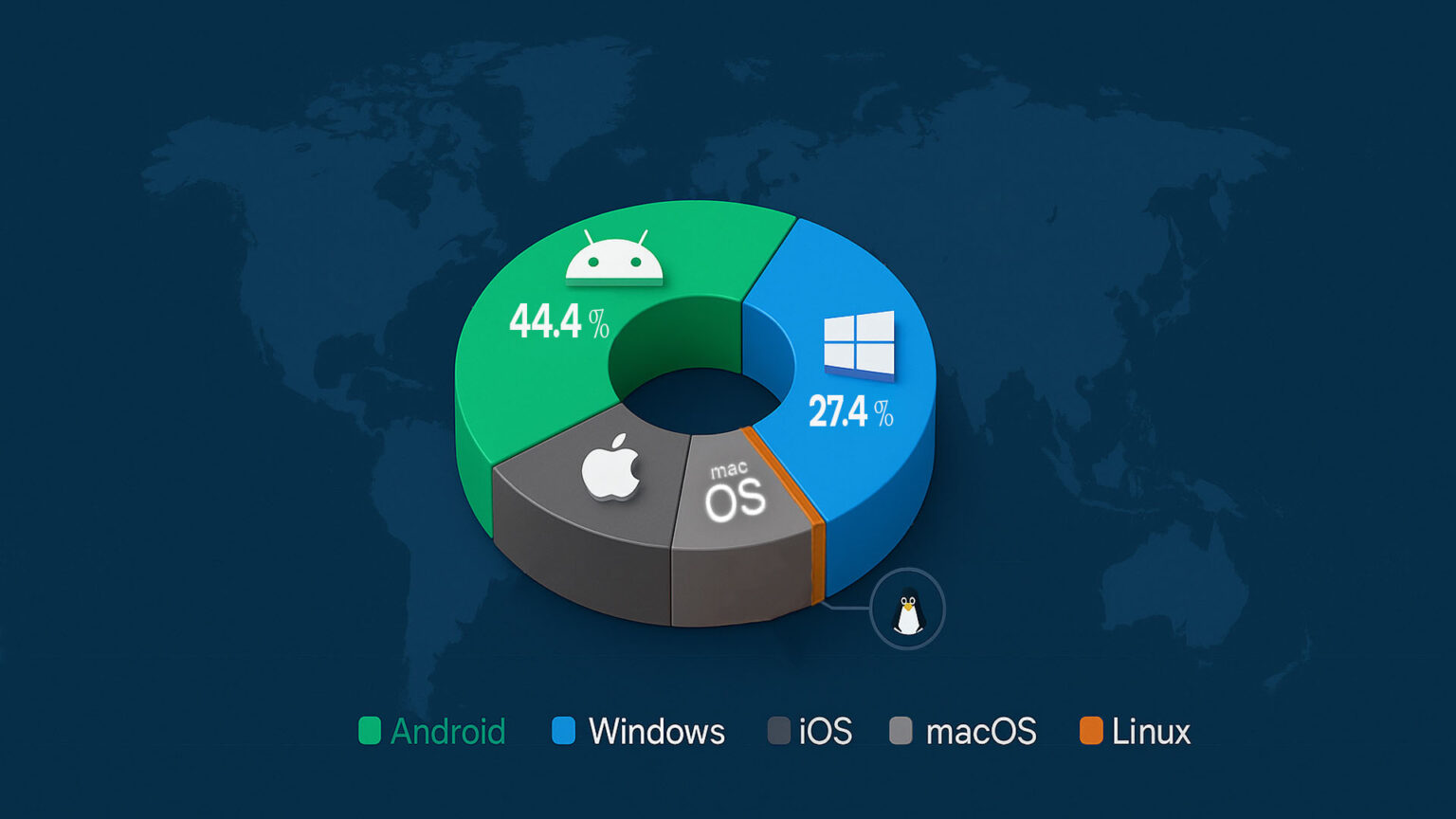 توزيع استخدام أنظمة التشغيل