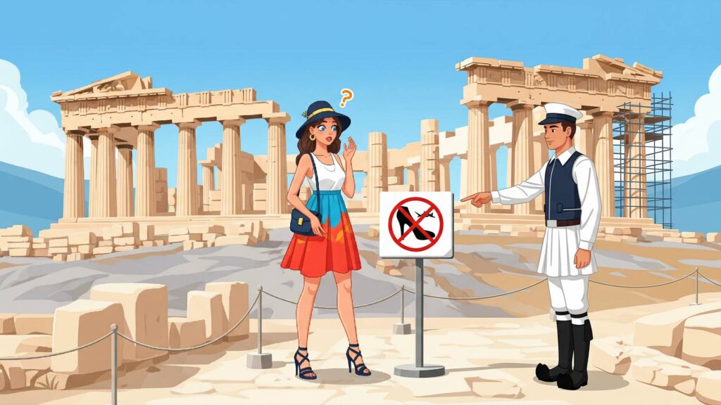 في اليونان الكعب العالي عدو الآثار