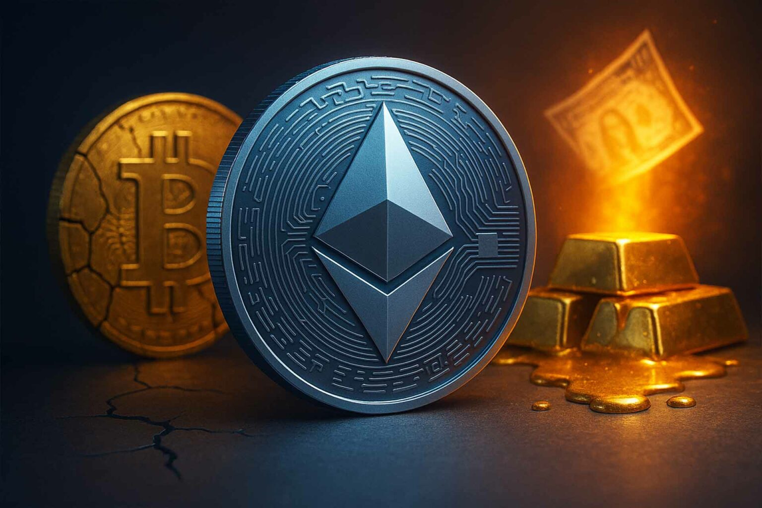 إيثريوم تسجل مستوى قياسي جديد والذهب يتراجع عالميًا