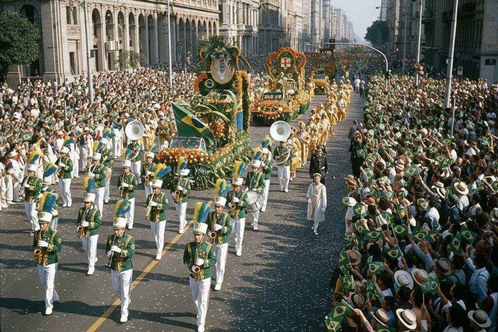 صورة أرشيفية ملونة لاستعراضات عيد استقلال البرازيل