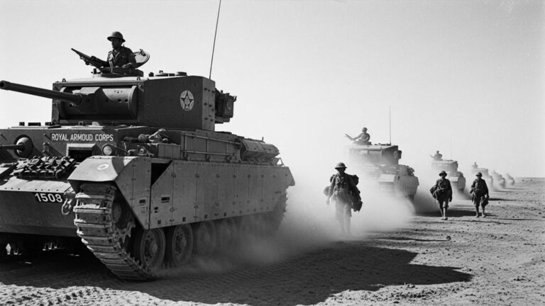 صورة أرشيفية (أبيض وأسود) لدبابات في معركة العلمين