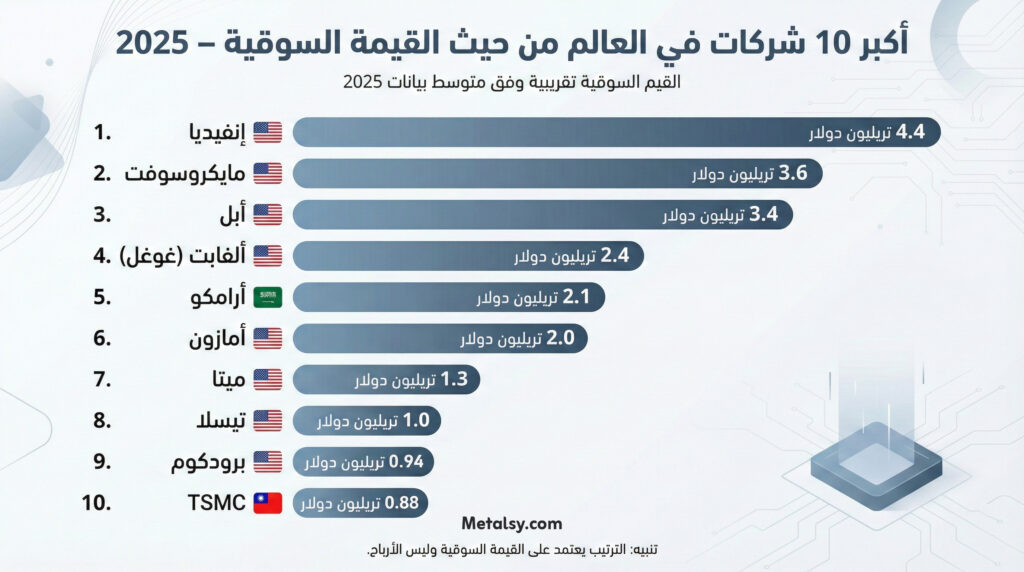 أكبر 10 شركات في العالم في 2025 بحسب القيمة السوقية