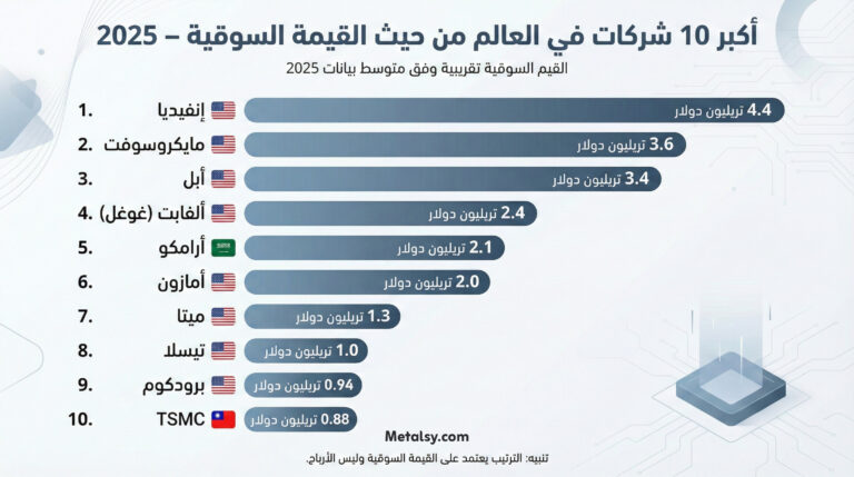 أكبر 10 شركات في العالم في 2025 بحسب القيمة السوقية