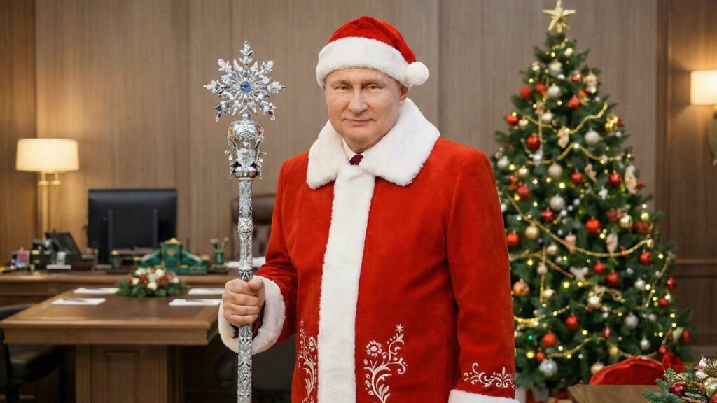 بوتين في الفيديو المُنتَج عبر الذكاء الاصطناعي مرتدياً زي "سانتا كلوز"