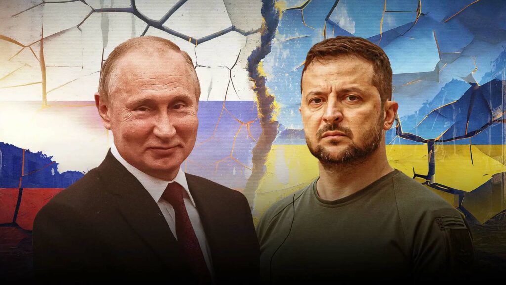 الرئيس الروسي فلاديمير بوتين والرئيس الأوكراني فولوديمير زيلينسكي