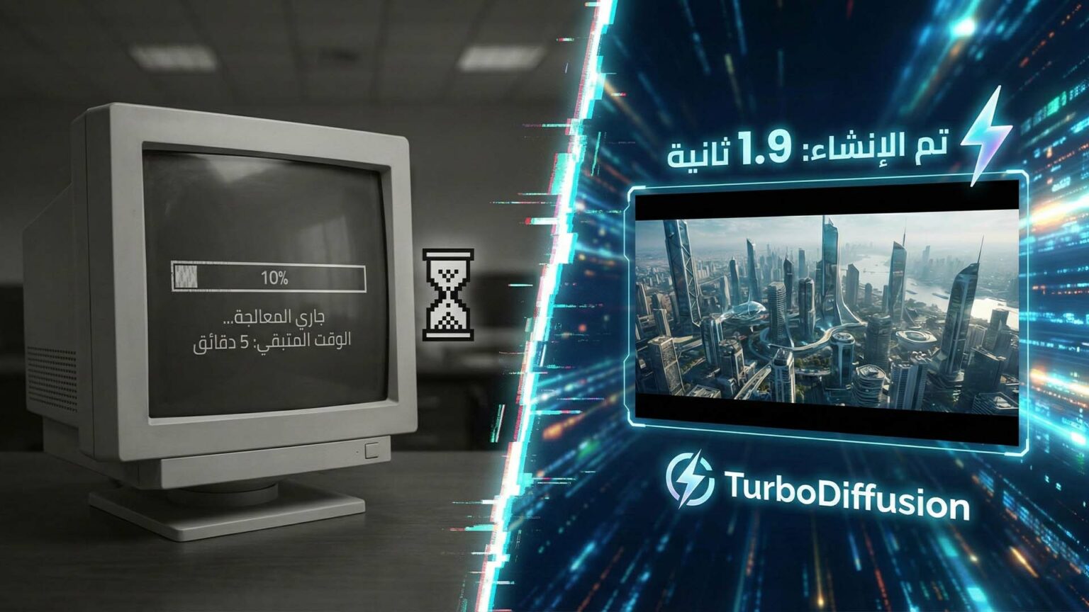 TurboDiffusion - توليد الفيديو بالذكاء الاصطناعي بسرعة 200 ضعف