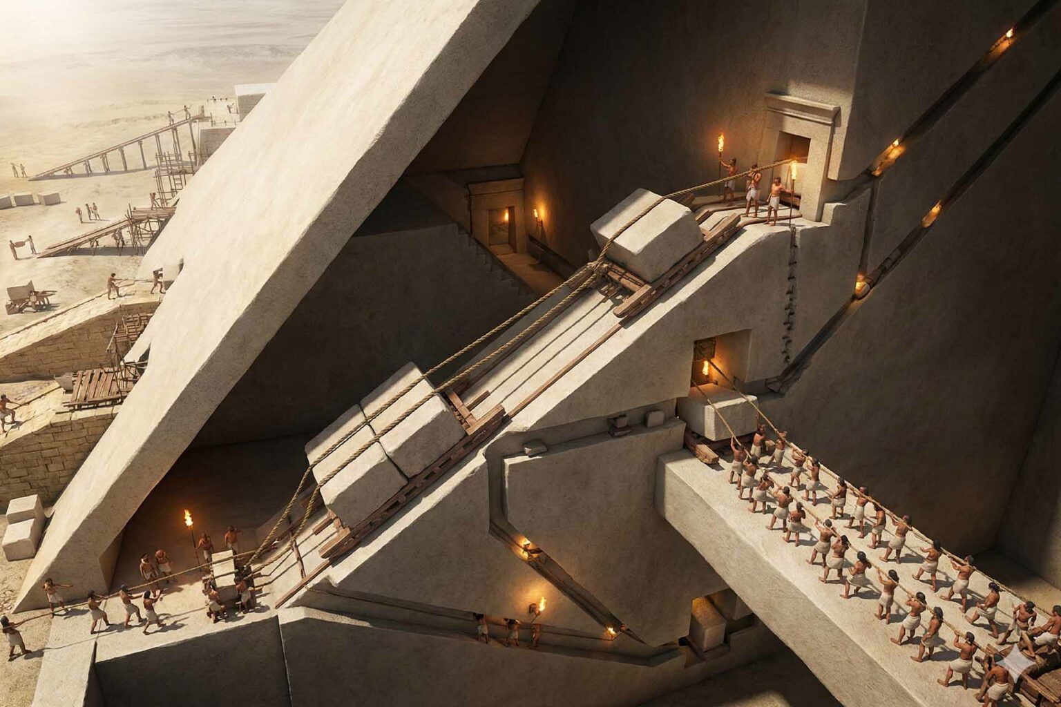 كيف تم بناء الهرم الأكبر؟ نظرية علمية تكشف السر من الداخل بناء الهرم الأكبر