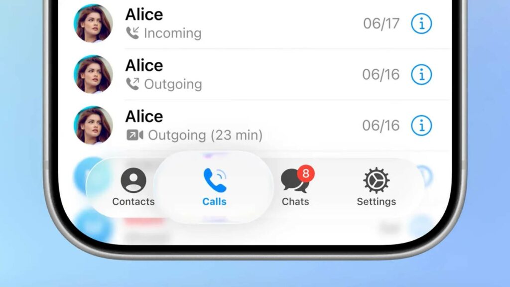 تحديث تيليجرام Liquid Glass
