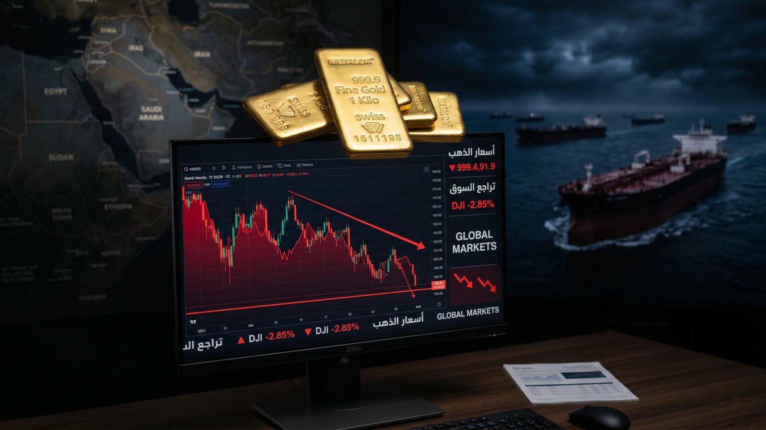 أسعار الذهب تتراجع لأدنى مستوى في شهرين
