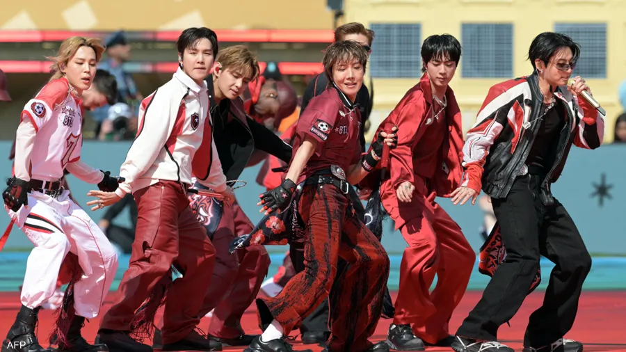 BTS The South Korean group took to the stage in matching black and red outfits to perform their upbeat hit Dynamite